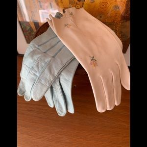 Vintage Ladies Gloves West Germany Leather Cotton